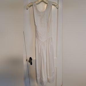Gunne Sax by Jessica McClintock 1980s White Lace Midi Dress